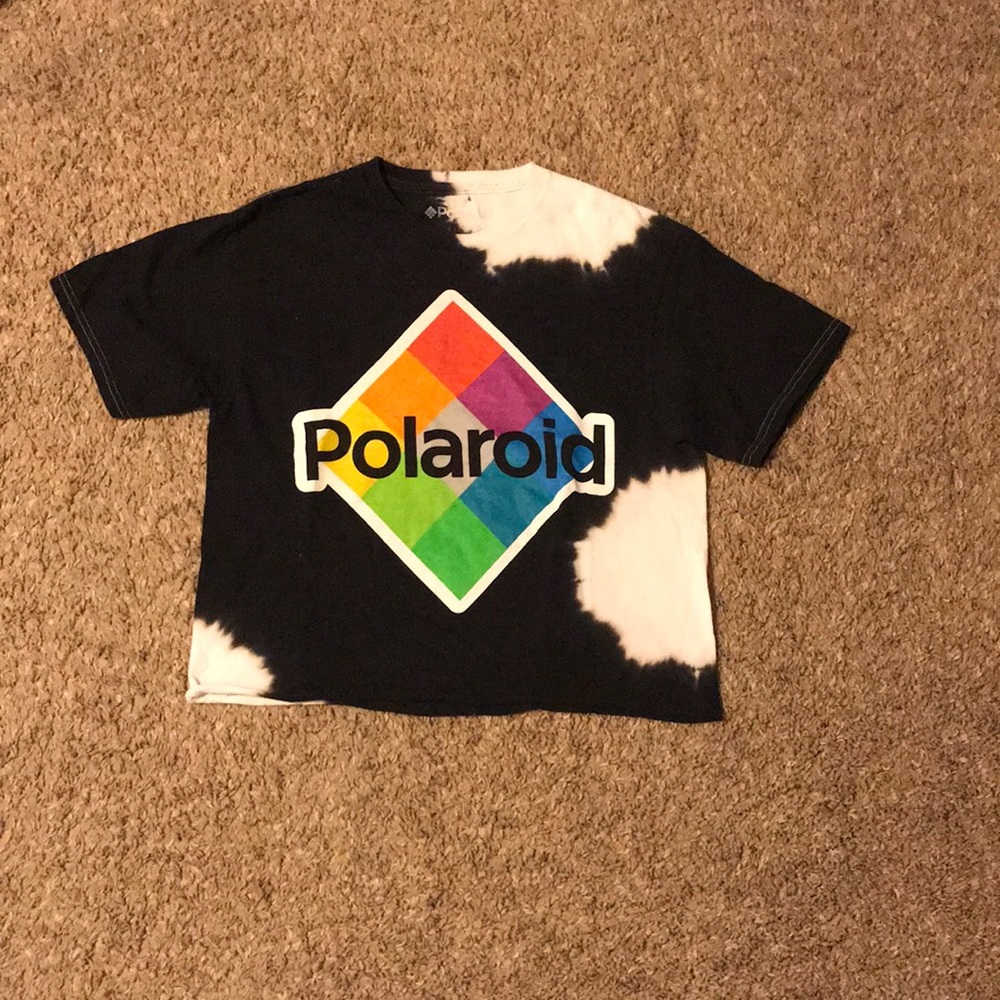 polaroid cropped and tye dyed tshirt